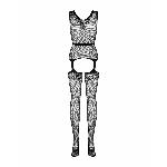 Бодістокінг Obsessive Bodystocking F217 S/M/L, елегантний силуетний малюнок, імітація панчіх - мініатюра 6