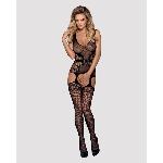Бодістокінг Obsessive Bodystocking F217 XL/XXL, елегантний силуетний малюнок, імітація панчіх - мініатюра 3