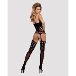 Бодістокінг Obsessive Bodystocking G310 S/M/L, топ, панчохи, підв’язки, круглі вирізи - мініатюра 4
