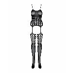 Бодістокінг Obsessive Bodystocking G310 S/M/L, топ, панчохи, підв’язки, круглі вирізи - мініатюра 5