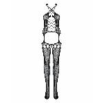 Бодістокінг Obsessive Bodystocking G313 S/M/L, шнурівка, геометричний декор - мініатюра 5
