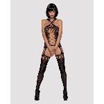 Бодістокінг Obsessive Bodystocking G313 S/M/L, шнурівка, геометричний декор - мініатюра 3