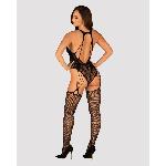 Бодістокінг Obsessive Bodystocking G324 S/M/L black, силуетний малюнок - мініатюра 4