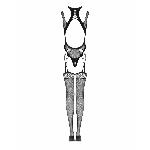 Ажурний бодістокінг з отворами Obsessive Bodystocking G327 black S/M/L, комбінезон, з доступом - мініатюра 6