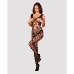 Сітчастий бодістокінг з вирізами та малюнком Obsessive Bodystocking G328 S/M/L, чорний, комбінезон - мініатюра 3