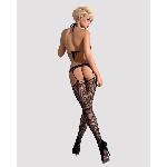 Сітчастий бодістокінг з імітацією топа, пояса та панчохи Obsessive Bodystocking N108 S/M/L, чорний - мініатюра 4