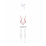Еротичний костюм зайчика Obsessive Bunny suit 4 pcs costume pink S/M, рожевий, топ з підв’язками - мініатюра 6