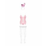 Еротичний костюм зайчика Obsessive Bunny suit 4 pcs costume pink L/XL, рожевий, топ з підв’язками - мініатюра 5
