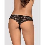 Мереживні танга з доступом Obsessive Contica crothchles thong S/M, чорні - мініатюра 2
