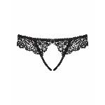 Мереживні танга з доступом Obsessive Contica crothchles thong S/M, чорні - мініатюра 5