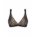 Мереживний бюстгальтер із трикутною чашкою Obsessive Estiqua bra M/L, чорний, широкі лямки - мініатюра 3