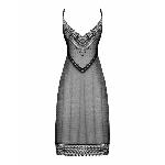 Напівпрозора довга сорочка Obsessive Estiqua chemise M/L, чорний, асиметричний крій - мініатюра 6