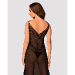 Напівпрозора довга сорочка Obsessive Estiqua chemise XL/2XL, чорний, асиметричний крій - мініатюра 2