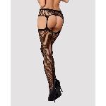 Сітчасті панчохи-стокінги з візерунком на сідницях Obsessive Garter stockings S232 S/M/L, чорні, імі - мініатюра 2