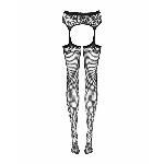 Сітчасті панчохи-стокінги з візерунком на сідницях Obsessive Garter stockings S232 S/M/L, чорні, імі - мініатюра 6