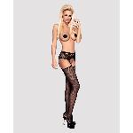 Сітчасті панчохи-стокінги з мереживним поясом Obsessive Garter stockings S307 XL/XXL, чорні - мініатюра 3