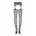 Сітчасті панчохи-стокінги з мереживним поясом Obsessive Garter stockings S307 XL/XXL, чорні - мініатюра 6