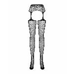 Сітчасті панчохи-стокінги з мереживним поясом Obsessive Garter stockings S307 XL/XXL, чорні - мініатюра 5