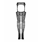 Сітчасті панчохи-стокінги зі стрілкою Obsessive Garter stockings S314 S/M/L, чорні, імітація гартері - мініатюра 6