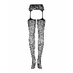 Сітчасті панчохи-стокінги з імітацією гартерів Obsessive Garter stockings S500S/M/L, чорні - мініатюра 5