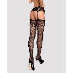 Сітчасті панчохи-стокінги з імітацією гартерів Obsessive Garter stockings S500S/M/L, чорні - мініатюра 2