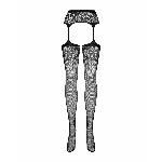 Сітчасті панчохи-стокінги з імітацією гартерів Obsessive Garter stockings S500S/M/L, чорні - мініатюра 4