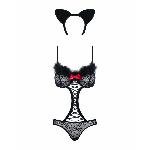 Еротичний костюм гепарду Obsessive Gepardina 3 pcs costume L/XL, чорний, хутряне оздоблення, монокін - мініатюра 5