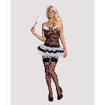 Еротичний костюм покоївки зі спідницею Obsessive Housemaid 5 pcs costume L/XL, чорно-білий, топ з пі - мініатюра 3