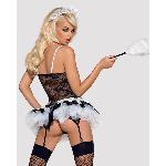 Еротичний костюм покоївки зі спідницею Obsessive Housemaid 5 pcs costume L/XL, чорно-білий, топ з пі - мініатюра 2