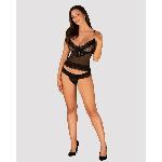 Напівпрозорий набір з прикрасами Obsessive Ivannes top & thong L/XL, чорний, топ та танга - мініатюра 3
