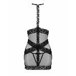 Напівпрозора сорочка з відкритими грудьми Obsessive Lacrisia chemise M/L, чорна, з чокером - мініатюра 5