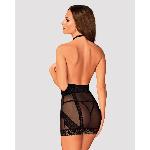 Напівпрозора сорочка з відкритими грудьми Obsessive Lacrisia chemise XL/2XL, чорна, з чокером - мініатюра 2