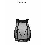 Напівпрозора сорочка з відкритими грудьми Obsessive Lacrisia chemise XL/2XL, чорна, з чокером - мініатюра 6