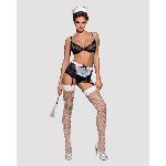 Еротичний костюм покоївки Obsessive Maidme set 5pcs S/M, бюстгальтер, пояс з фартухом, панчохи - мініатюра 3