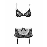 Еротичний костюм покоївки Obsessive Maidme set 5pcs S/M, бюстгальтер, пояс з фартухом, панчохи - мініатюра 5