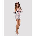 Еротичний мереживний костюм медсестри Obsessive Medica dress 5pcs costume L/XL, сорочка, рукавички, - мініатюра 3