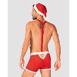 Чоловічий еротичний костюм Санта-Клауса Obsessive Mr Claus S/M, боксери на підтяжках, шапочка з помп - мініатюра 2