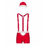 Чоловічий еротичний костюм Санта-Клауса Obsessive Mr Claus L/XL, боксери на підтяжках, шапочка з пом - мініатюра 5