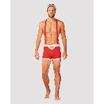Чоловічий еротичний костюм Санта-Клауса Obsessive Mr Claus 2XL/3XL, боксери на підтяжках, шапочка з - мініатюра 3