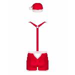 Чоловічий еротичний костюм Санта-Клауса Obsessive Mr Claus 2XL/3XL, боксери на підтяжках, шапочка з - мініатюра 6