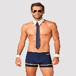 Еротичний костюм пілота Obsessive Pilotman set S/M, боксери, манжети, комір з краваткою, окуляри - мініатюра 1
