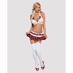 Еротичний костюм школярки з мініспідницею Obsessive Schooly 5pcs costume S/M, біло-червоний - мініатюра 3