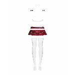 Еротичний костюм школярки з мініспідницею Obsessive Schooly 5pcs costume L/XL, біло-червоний, топ, с - мініатюра 6
