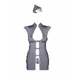 Еротичний костюм стюардеси Obsessive Stewardess 3 pcs grey S/M, сірий, сукня, стрінги, пілотка - мініатюра 5