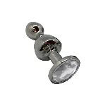 Металева анальна пробка Wooomy Lollypop Double Ball Metal Plug M, діаметр 3,1 см, довжина 9,4 см - мініатюра 1