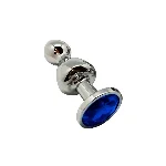 Металева анальна пробка Wooomy Lollypop Double Ball Metal Plug Blue S, діаметр 2,8см, довжина 8,5см - мініатюра 1