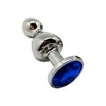 Металева анальна пробка Wooomy Lollypop Double Ball Metal Plug Blue L діаметр 3,5 см, довжина 10,5см - мініатюра 1