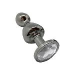 Металева анальна пробка Wooomy Lollypop Double Ball Metal Plug L, діаметр 3,5 см, довжина 10,5 см - мініатюра 1
