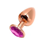 Металева анальна пробка Wooomy Tralalo Rose Gold Metal Plug Magenta L, діаметр 4 см, довжина 9 см - мініатюра 1