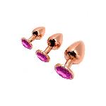 Металева анальна пробка Wooomy Tralalo Rose Gold Metal Plug Magenta L, діаметр 4 см, довжина 9 см - мініатюра 4